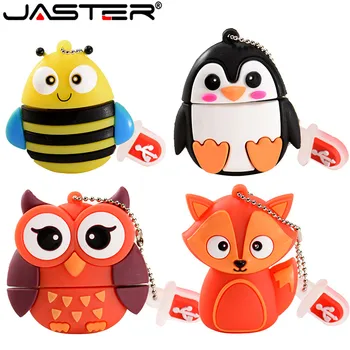 JASTER Cute penguin owl fox pen drive 만화 usb 플래시 드라이브 pendrive 4GB 8GB 16GB 32GB 64GB U 디스크, 동물 메모리 스틱 선물