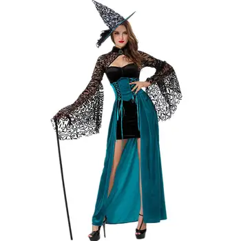 

Female Halloween Dress Witch Costume for Women Sexy Swallow Tail Braces Dresses Hat Carnival Masquerade Party Costumes Suit