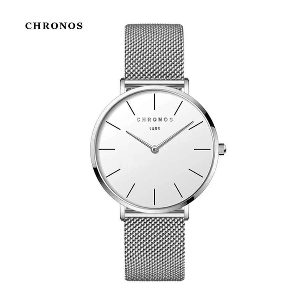 Женские часы CHRONOS модные унисекс с простым циферблатом повседневные из