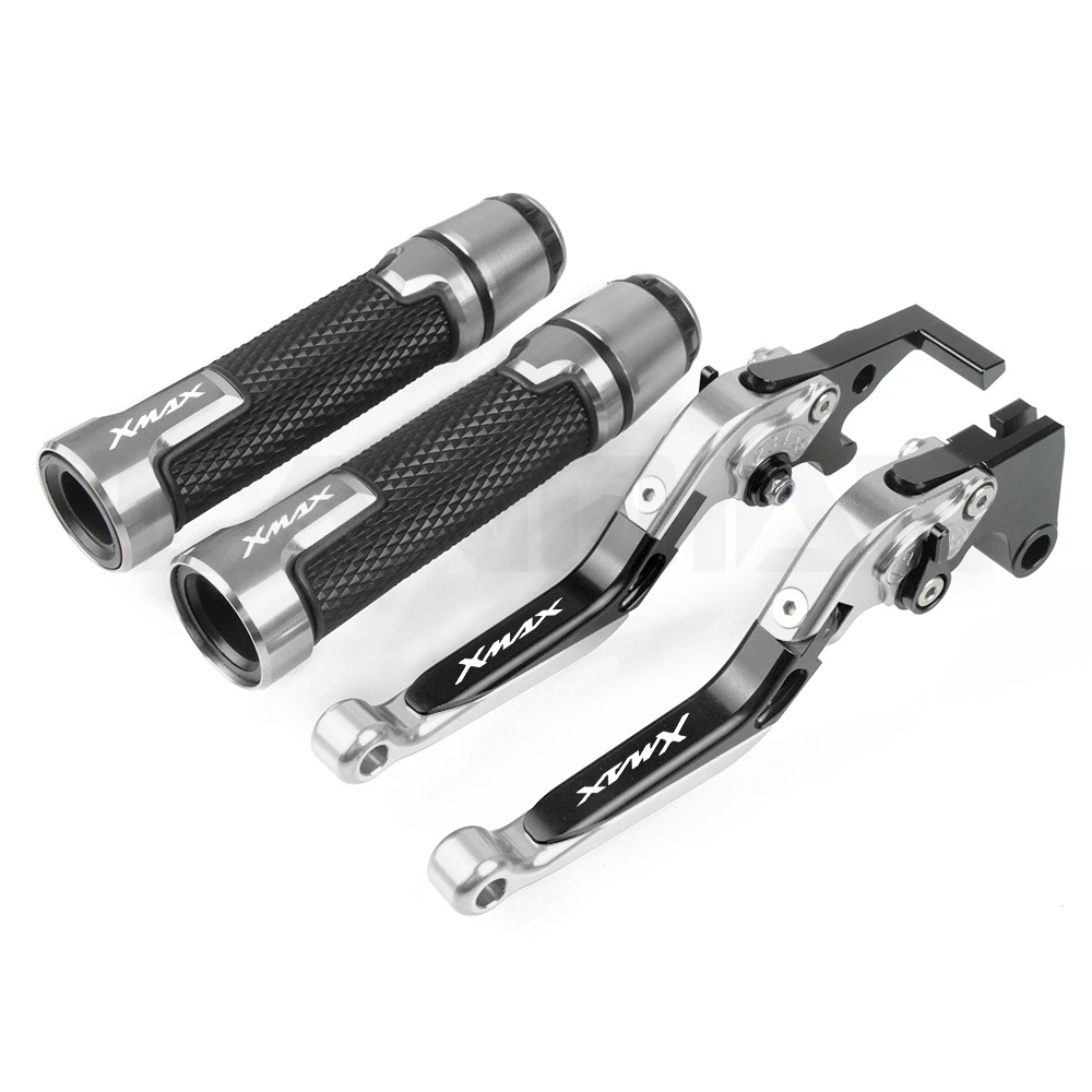 BKSLBKSL And Grips Мотоцикл тормозной рычаг сцепления и 7/8 22 мм рукоятки для Yamaha XMAX 250 XMAX 300 XMAX 125 400 300 250 - Цвет: BKSLBKSL And Grips