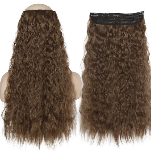 MERISIHAIR 32inch Synthetic Hair Extensions One piece 5 Clips Long Straight High Temperature Fiber Black Brown Hairpiece 55-12