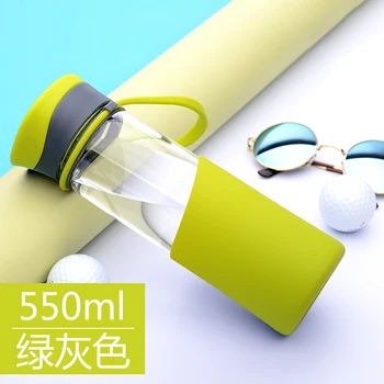 

Cute Glass Water Bottle Silicone Sleeve Fitness Flat Insulated Water Bottle Reusable Children Borraccia House Decor OO50BL