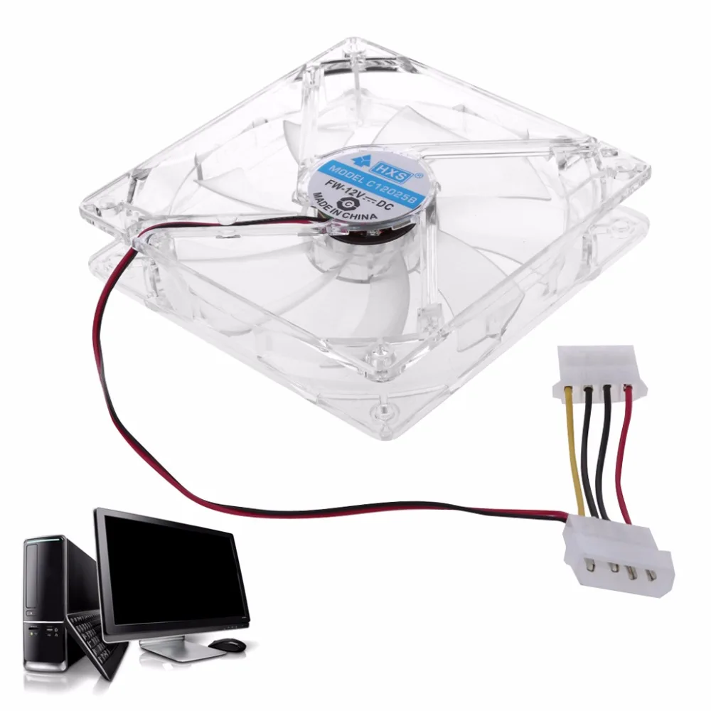 

4 Colorful LED Light 120mm Game Computer PC Clear Case Fan Quad Heatsink CPU Cooling Fan Cooler