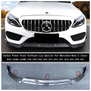 

Carbon Fiber Front Diffuser Lip Spoiler For Mercedes-Benz C Class W205 C63 C43 C180 C200 C260 C300 2015-2021 Bumper Spoilers ABB