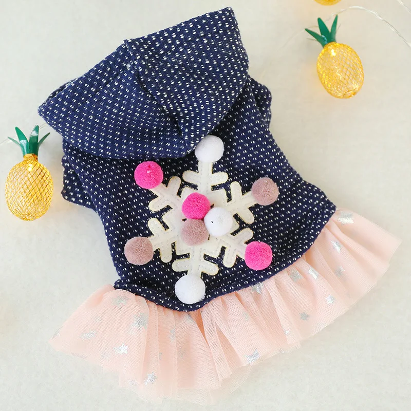

Pet Dog Cat Autumn And Winter New Style Teddy Bichon Ball Snowflake Skirt Puppy Cute Elegant Skirt Clothes