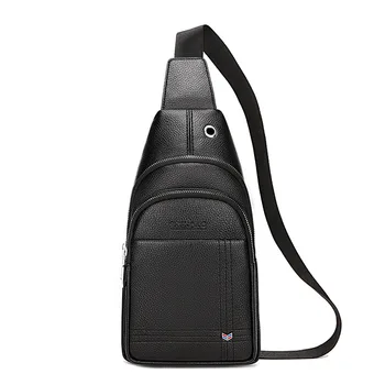 

USB Charging Pu Leather Shoulder Bag Men Crossbody Chest Casual Pack Small Sling Crossbody Women Handbags Messenger Waterproof