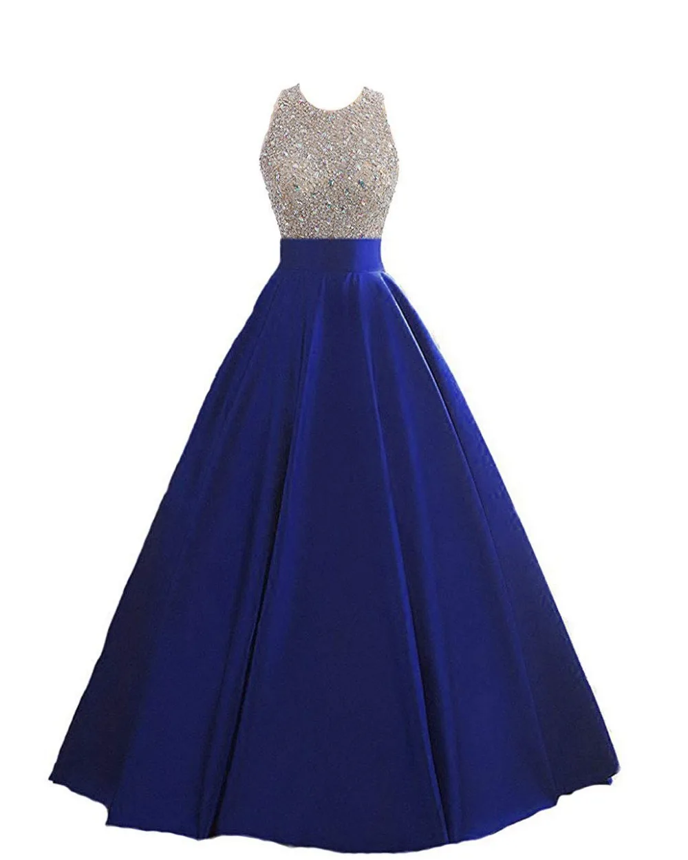 Women's Sequins Open Back Evening Gown Dresses Beaded Luxury Crystals Prom Formal Dresses Long Organza Dress