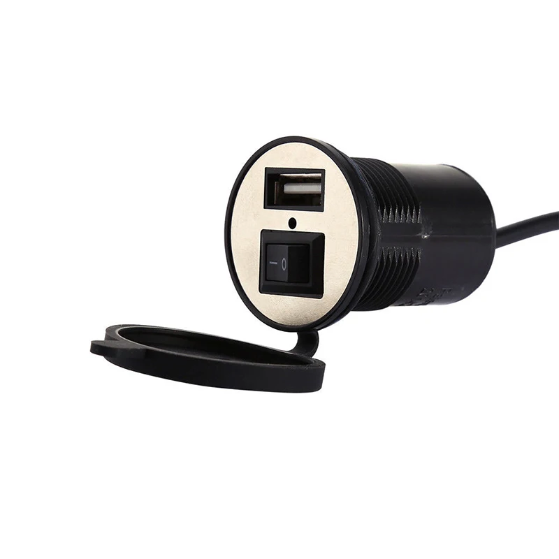 

12V-24V Motorcycle USB Mobile Phone GPS Power Charger Adapter Switch Waterproof