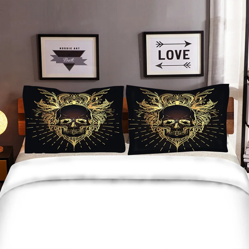 Fanaijia 3D Skull Bedding Set black Quilt cover set Duvet Cover Set Twin/Queen /King size bed sets