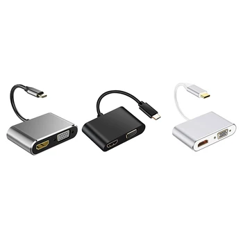 

USB C to Hdmi Vga Adapter, 4 in 1 Type C to Vga Hdmi Video Converter Adaptor Fast Charger for iPad Pro/