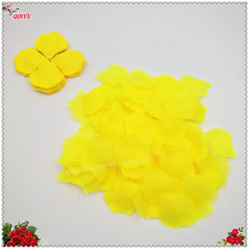 yellow 1000 шт./лот, 5*5 см, Моделирование искусственных цветов, лепестки роз, украшения для свадьбы, свадьбы, комнаты, розы 5z - Цвет: yellow