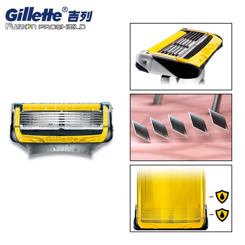 Original Gillette fusion Proshield Razor holder For men safety shaving cassettes handle with Replacement razor blade 5