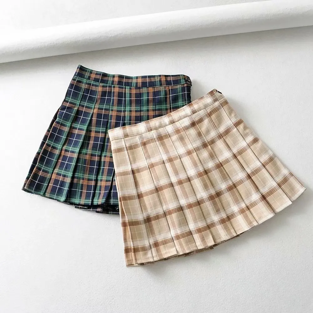 

2020 Spring And Summer New Style Korean-style College Style Plaid Pleated Skirt WOMEN'S Pants High-waisted Versatile Slimming A-