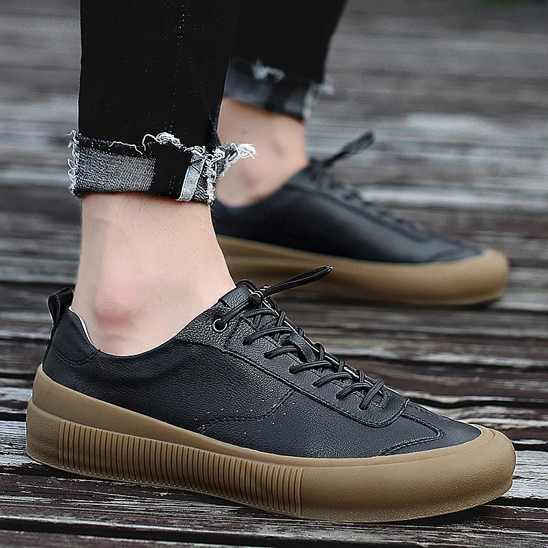 Sneakers Men Shoes Genuine Leather Top Quality Original Brand Autumn Casual Men Shoe Simple White Sneakers Comfortable Men Flats