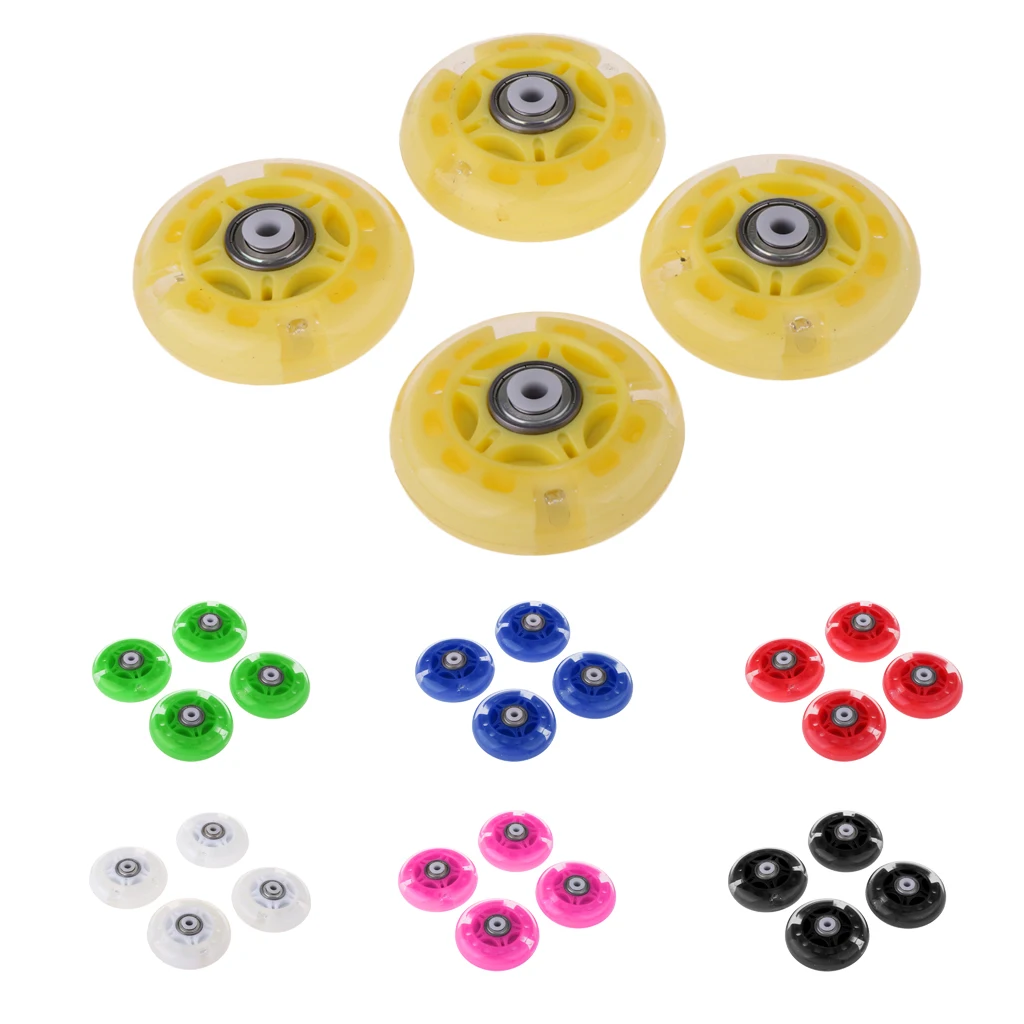 4Pcs Outdoor Inline Roller Skate Hockey Skating Wheels Luminous PU Flash Roller Replacement Durable Sports Accessories Tools 