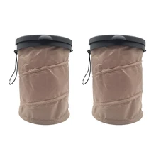 2PCS Portable Leakproof With Cover Storage Garbage Bin Organizer Basket Universal Car Trash Can Large Capacity Waste Collapsible