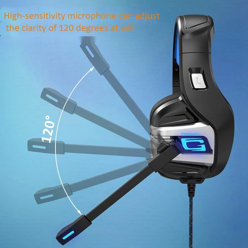 Gaming Headset Surround Stereo Headset with Noise Reduction Mic and LED Light for PC PS4 One Laptop Smart Phone