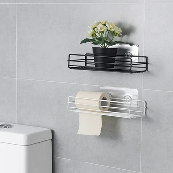 

Practical Iron Shelf Adhesive Storage Rack Holder Shower Shampoo Organizer Kitchen Bathroom Accessories White