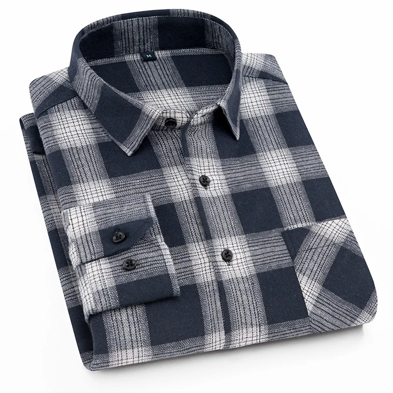 Beste Flanel Mannen Plaid Shirt Slim Fit Casual Lange Mouwen Schuren Shirt Lente Herfst Mannelijke Sociale Jurk Shirts Zachte Comfort 4XL 3XL