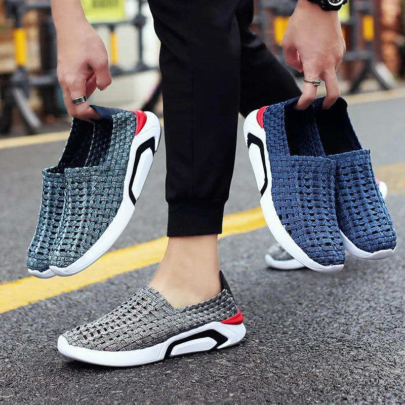 

2019 Spring And Summer New Products Weaving Breathable Comfortable Korean-style MEN'S SHOES Hollow out Versitile Fashion Flat To