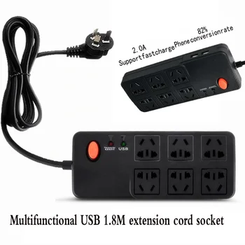

New Original Power Strip 2 USB Charging Ports Quick charge smart socket plug Quality Power Converter Adapter 1.8 Extension Cord