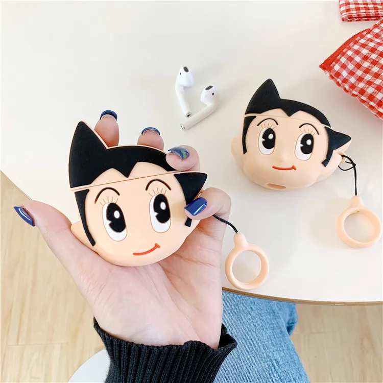 3D милый мультфильм астромальчик чехол для наушников Airpods Мягкий силиконовый чехол для Apple AirPods 1 2 Чехол с кольцевой пряжкой