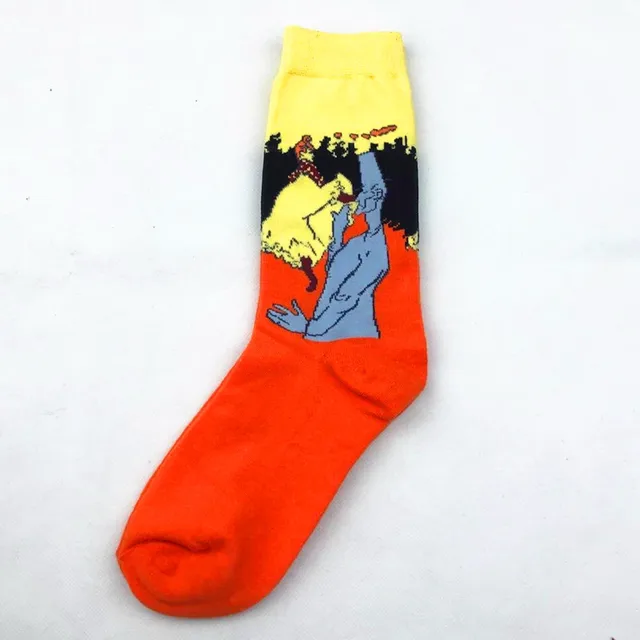 1 pair Hot Sale Classic Autumn Winter Retro Women Personality Art Van Gogh Mural World Famous Painting Female Sock Oil Socks 22