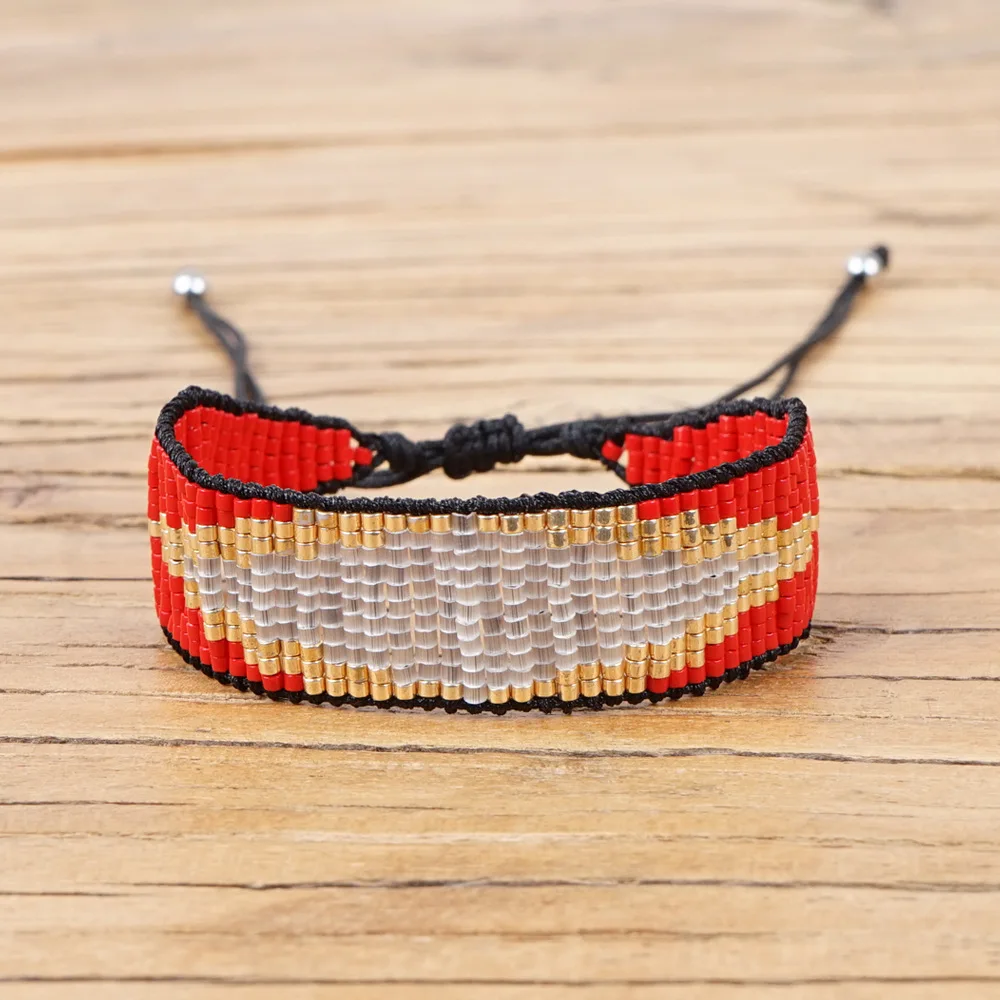 JOYE charm bracelets jewerly for women evil eye bracelet Delica Beads handmade MIYUKI string bracelet aliexpress united states - Окраска металла: SL0123-red