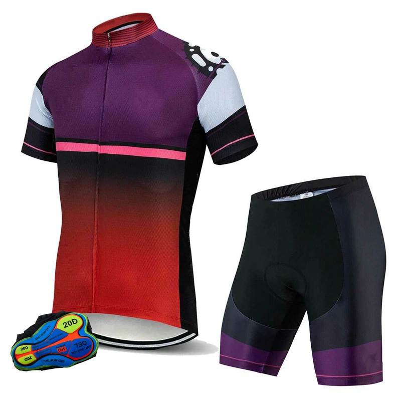 

Men's Short Sleeve Cycling Jersey And Bib Short Hot Sale Full Zipper Bicycle Suit Mountain Bike Clothes Quick Drying Cycling Set