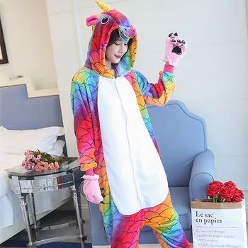 

kigurum winter Unisex Adult Cartoon Onesie Animal Pajama Flannel Men Women Nightie Sleepwear