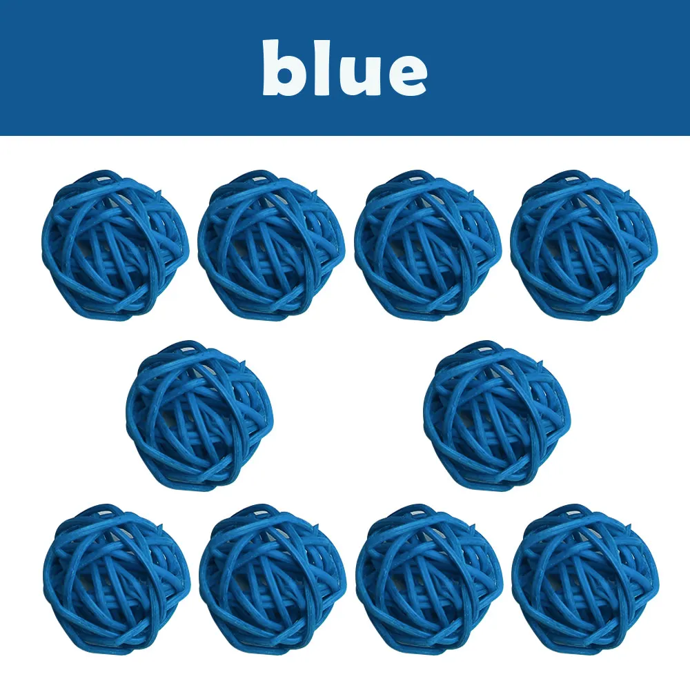 blue 10 шт. 3 см Искусственный соломенный шар Свадебные украшения для дома на Рождество ротанговый шар самодельная занавеска Висячие аксессуары - Цвет: blue