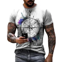 

Summer 3D Printed Compass Men's T-Shirts Hip-Hop Style Large Size T-Shirt Cross Style O-Neck Short Sleeve Men's Clothes XXS-6XL