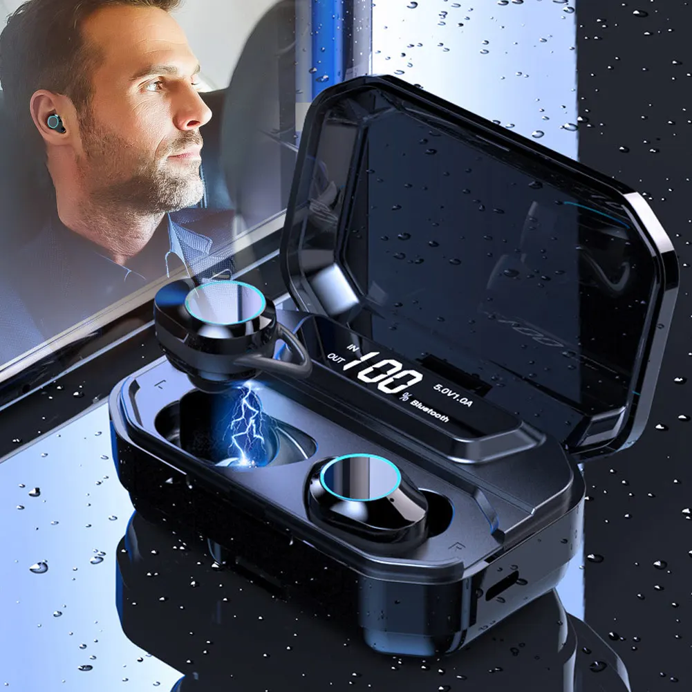 

Wireless Bluetooth 5.0 Earphones Waterproof LED Display Earbuds for Smartphones @JH