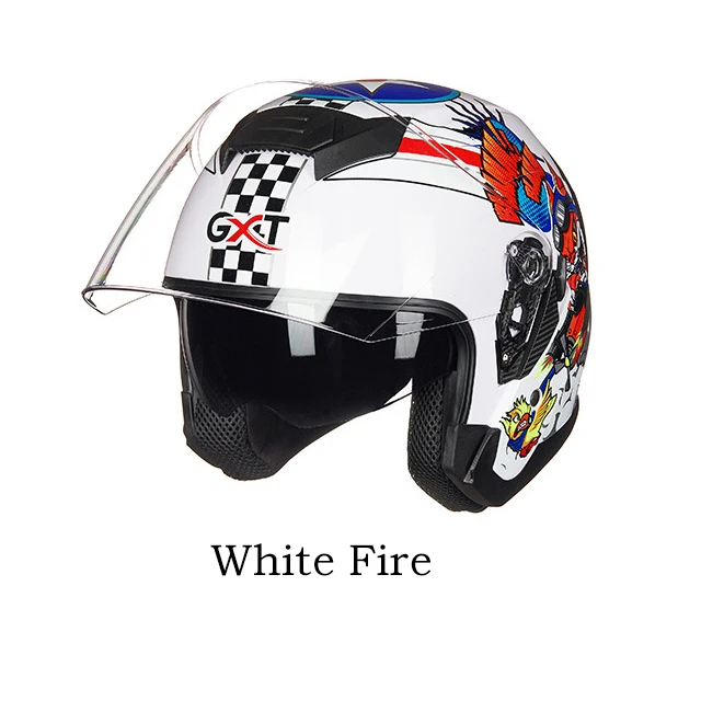 White Fire GXT половина лица мотоциклетный шлем ABS двойные линзы мотоциклетные шлемы рыцарь Защитная Экипировка велосипедный шлем шапка - Цвет: White Fire