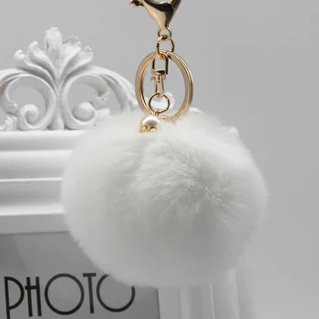 

Keychain Fur Ball Pom Pom Keychain Pompom Artificial Rabbit Fur Animal Keychains For Best Friend Car Bag Key Ring 25 colors