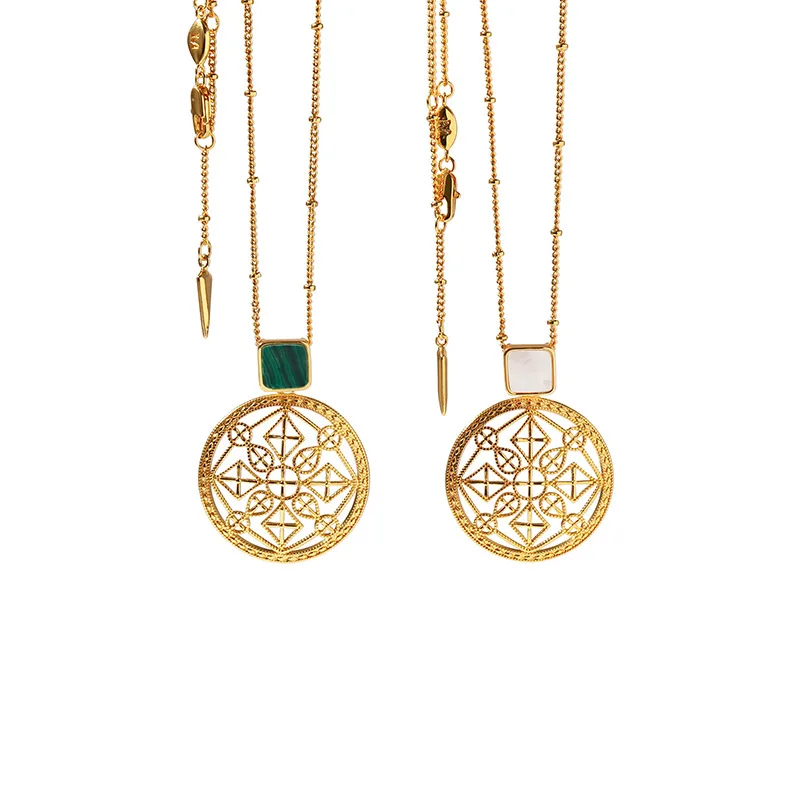 

Timeless Wonder Stunning Geo Stone Cutout Circle Chains Necklace Women Jewelry Punk Gothic Top Trendy Boho Rare New 2527