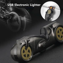 Ультратонкая модель мотоцикла USB электронные зажигалки для курения двухсторонний двигатель перезаряжаемая сигарета плазменная дуговая электрическая зажигалка