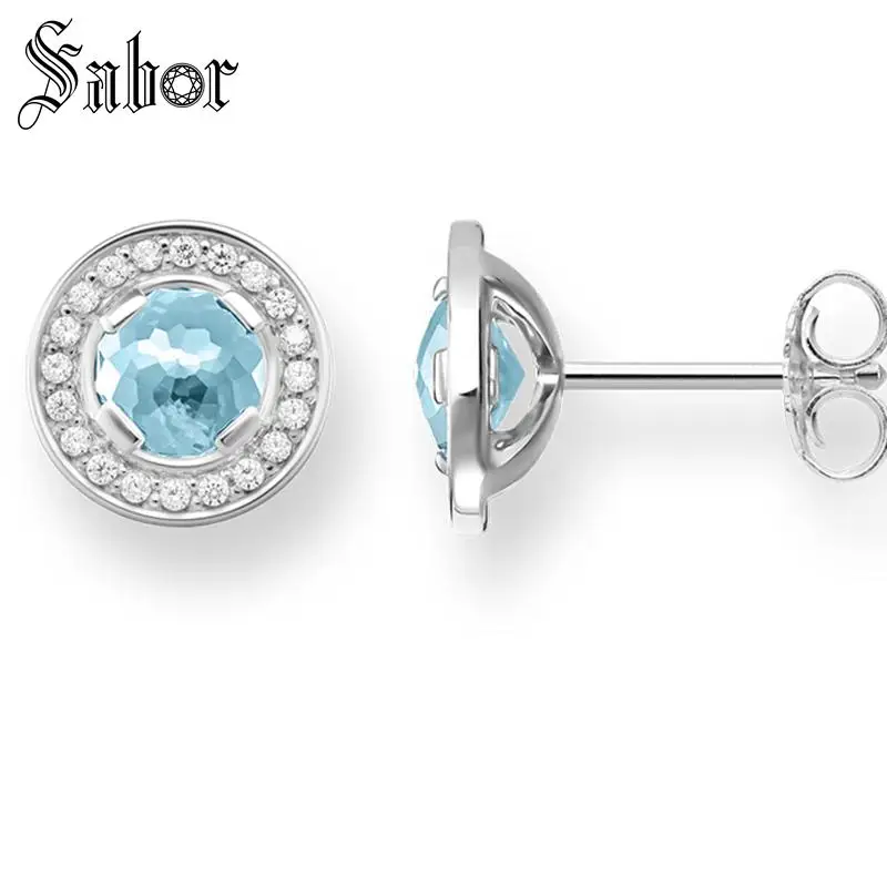 Серьги гвоздики светло голубые с кристаллами 2020|Серьги-гвоздики| |