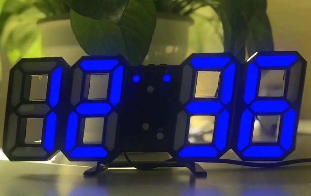 8 Формы USB цифровой настольный часы настенные часы светодиодный Время Дисплей Креативные часы 24 и 12-часовой Дисплей повтора сигнала украшение дома - Цвет: Blue B