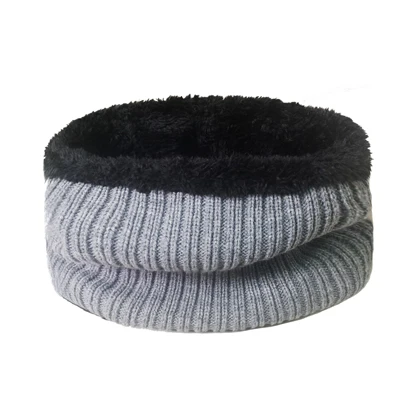Gray2 Scarf Мужская шапка и шарф Установить зимние вязаные сплошной цвет шапки толстые на открытом воздухе спортивные теплые комплекты шапка женская вязать добавлять бархатная шапка - Цвет: Gray2 Scarf