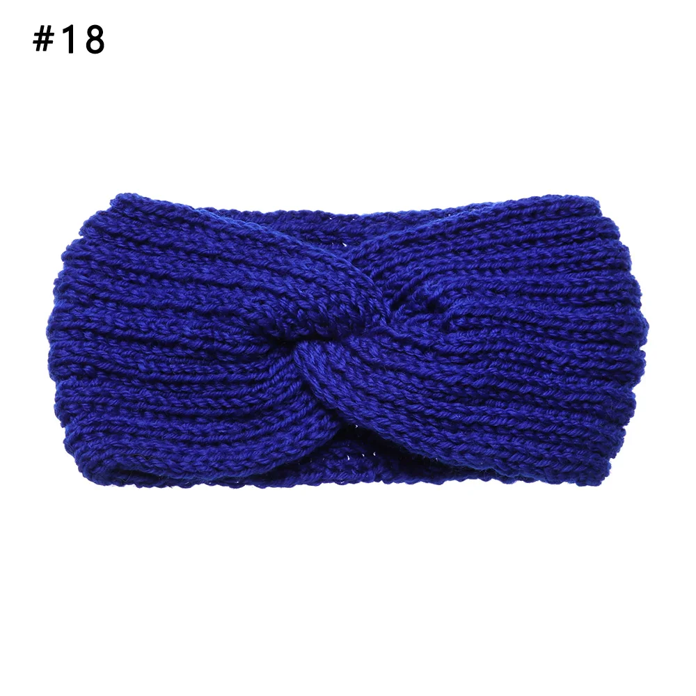 Новое поступление, модные женские мягкие шерстяные плетеные повязки на голову, милые теплые головные уборы для девушек, женские корейские винтажные аксессуары для волос - Цвет: 18