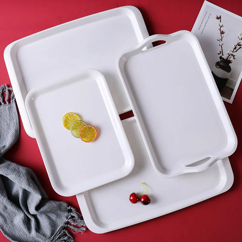 

Customizable Canteen Dual Handle Fast Food Tray Hotel Restaurant Hotel with Ear Serving Rectangular Tray Melamine Tray