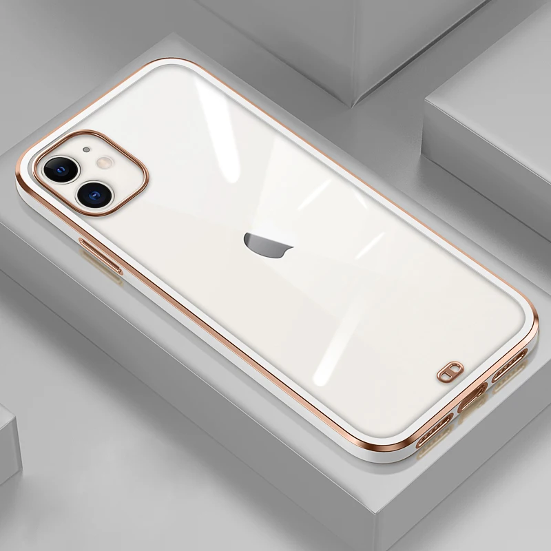 Case for Back-Cover Plating-Frame Square Transparent iPhone 12 8-Plus GTWIN 11 Xr-X-7
