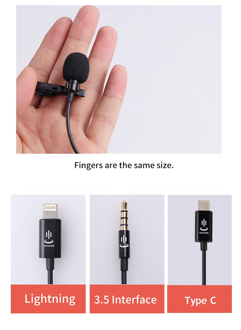 YC-LM10 1,5 m type-C Телефон Аудио Видео Запись Lavalier конденсаторный микрофон для huawei Sumsang Xiaomi vivo OPPO телефон Тип C