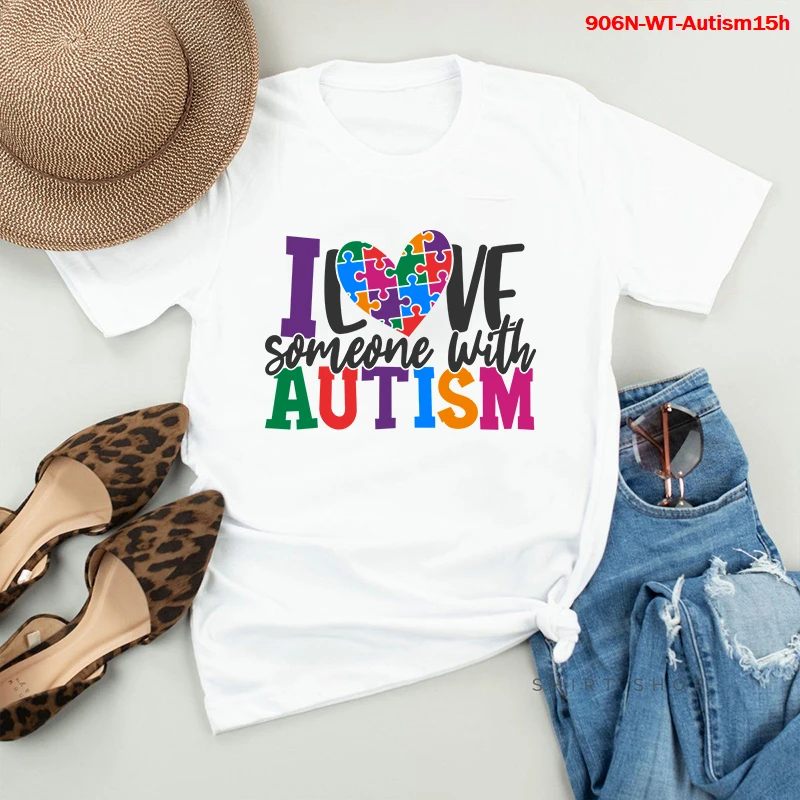 Camiseta con autismo para mujer, blusa Kawaii de mujer diferente, Camisetas estampadas para mujer, playera holgada para mujer
