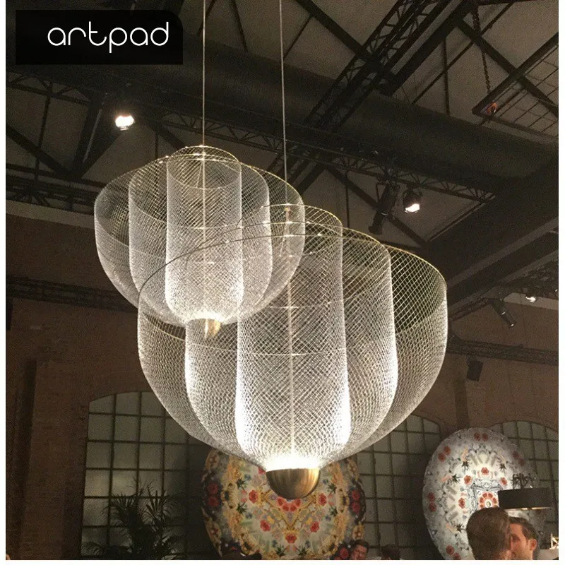 Artpad Italy Design Metal Grid Lamparas De Techo Colgante Moderna Fashion Cloth Store Pendant Lighting Fixture Warm | Освещение