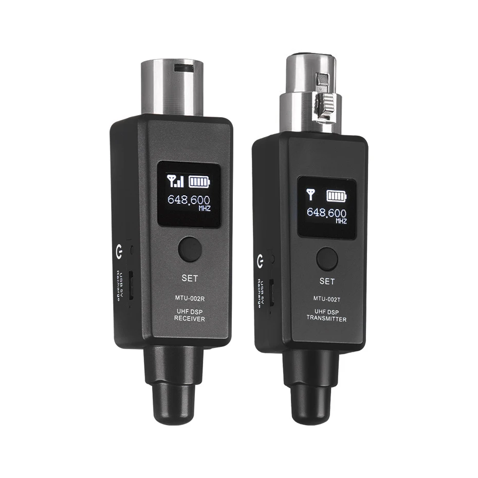 

UHF Microphone Wireless Transmitter Receiver System XLR Connection Built-in Rechargeable Battery for Dynamic Microphone