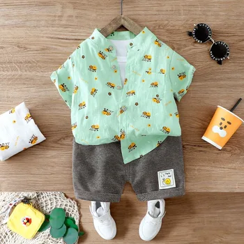 

Infant Summer Clothes for Toddler Baby Boy Clothes Bee Printed Shirt with Shorts 2 PCS/Set Children Clothes Clothes 1- 4 Years