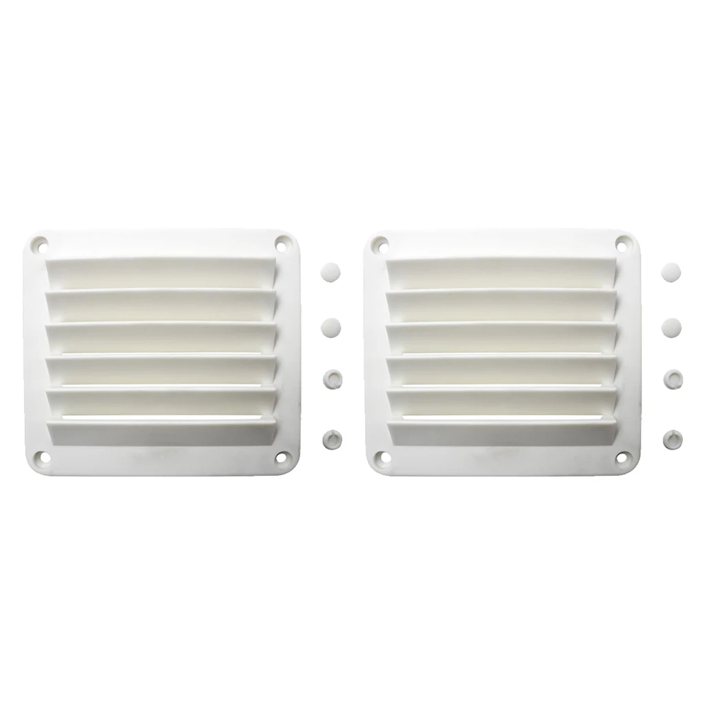 2pcs Plastic Boat Hose Intake Vent Louvered Vents Ventilation Cover for Marine Boats Hull - 5-1/2 x 4-7/8 inch White