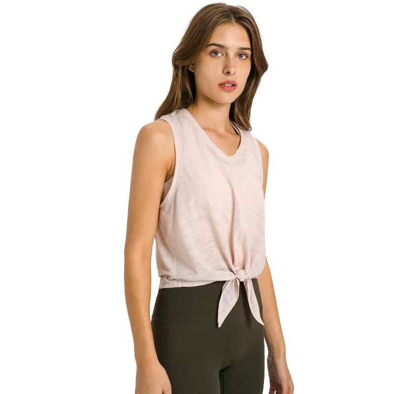 Fitness Sleeveless Yoga Shirt Sports Women Tank Top Vest Loose-fitting Blousjacquard Strap T-shirt Breathable Moisture Wicking